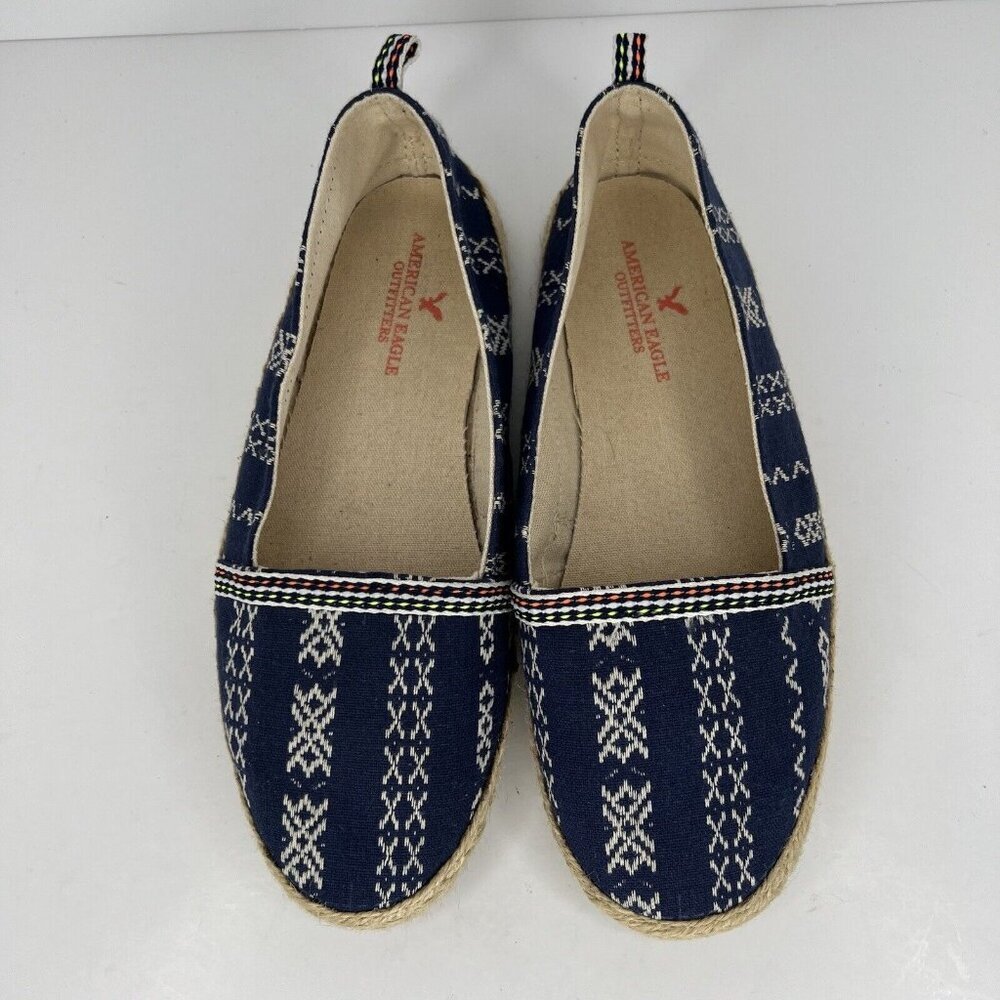 American Eagle Aztec Navy Blue Comfort Flats Womens Size 7 Espadrille Shoes - Picture 5 of 8